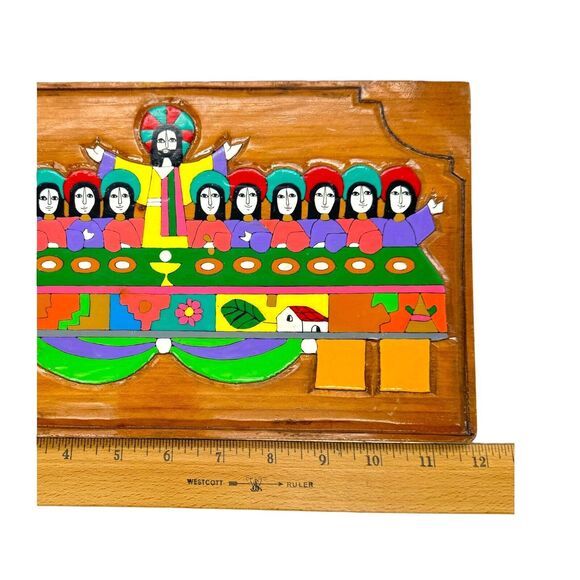 The Last Supper Hand Carved Painted Jesus Folk Art Vintage Central American MCM - Picture 11 of 14